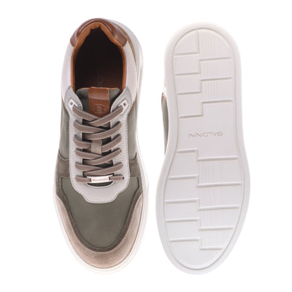 Sneakers en daim et cuir beige et vert