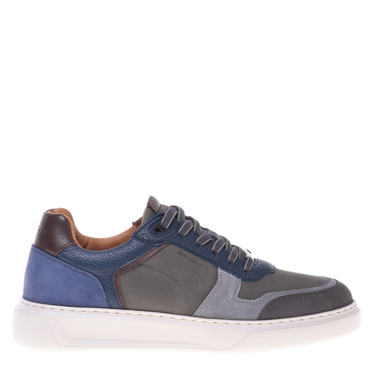 Sneakers en daim et cuir bleu et gris