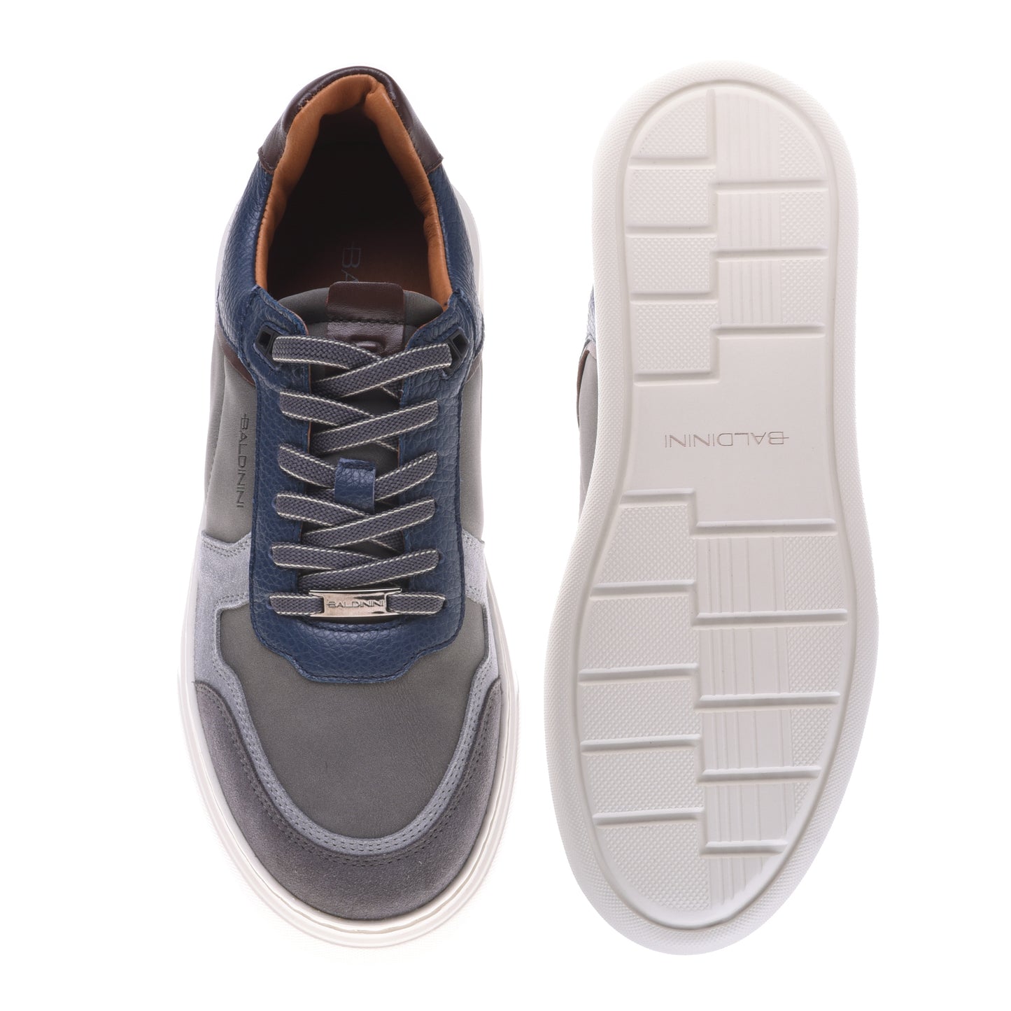 Sneakers en daim et cuir bleu et gris