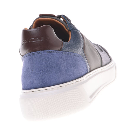 Sneakers en daim et cuir bleu et gris