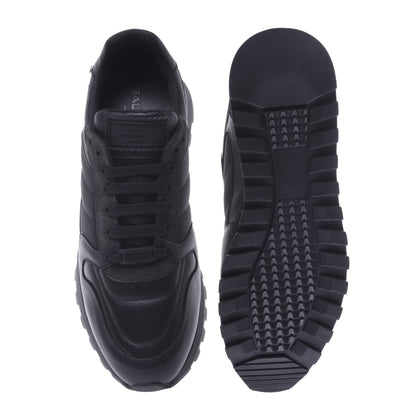 Sneakers en cuir et tissu noir