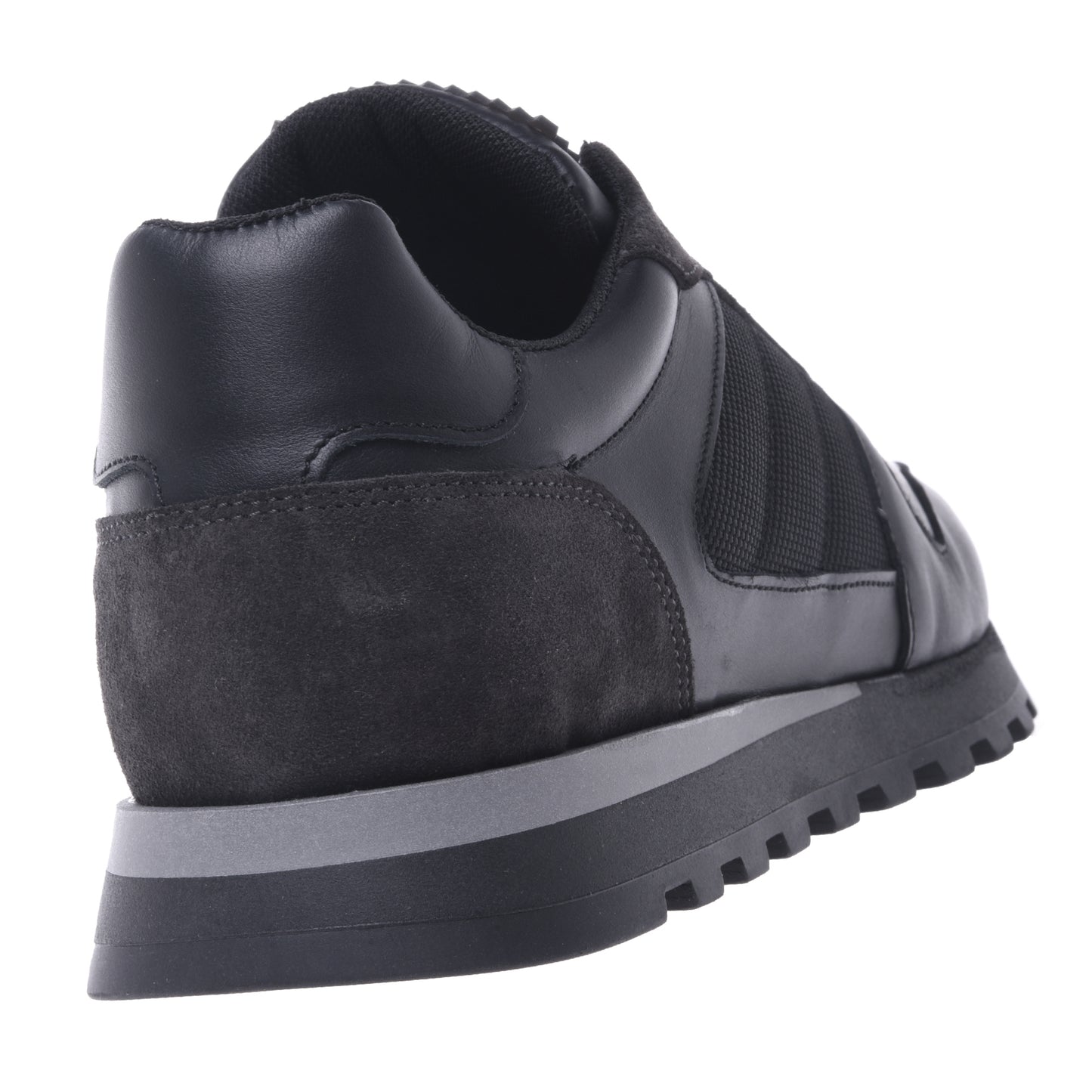 Sneakers en cuir et tissu noir