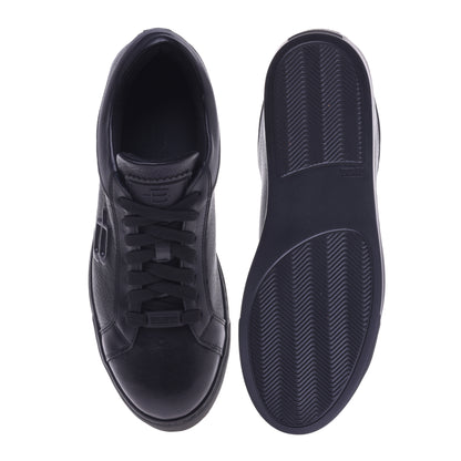 Sneakers noires en cuir foulonné