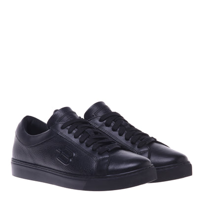 Sneakers noires en cuir foulonné