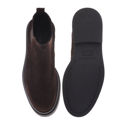 Bottines en daim marron foncé