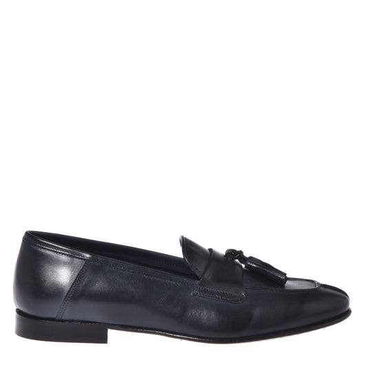 Blue leather moccasin