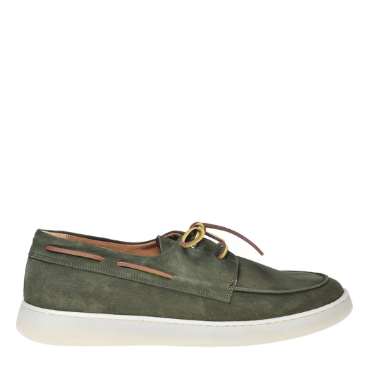 Green suede loafer