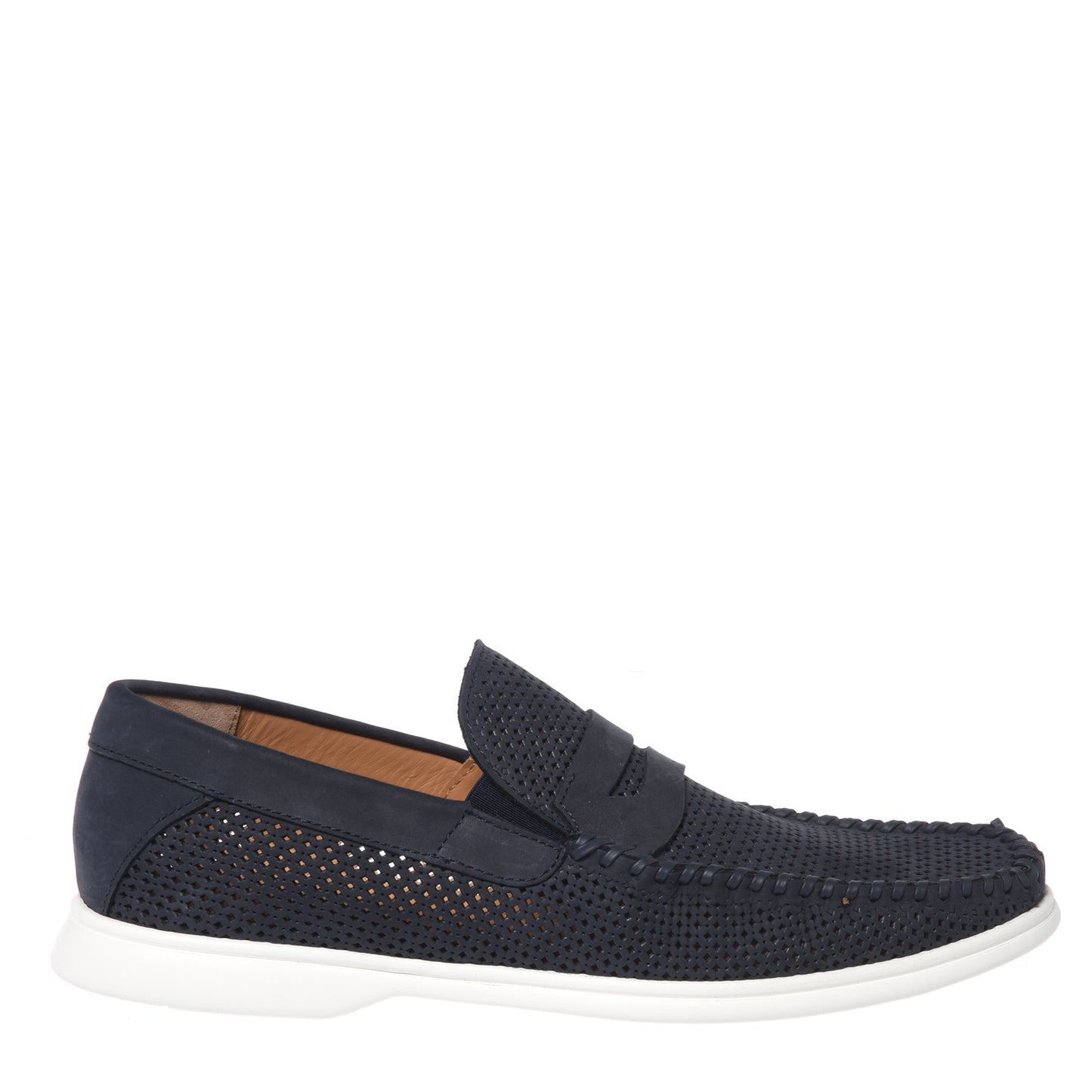 Dark blue perforated nubuck loafer