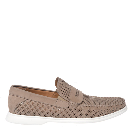 Beige perforated nubuck loafer