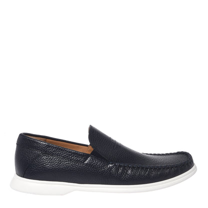 Blue grained leather loafer