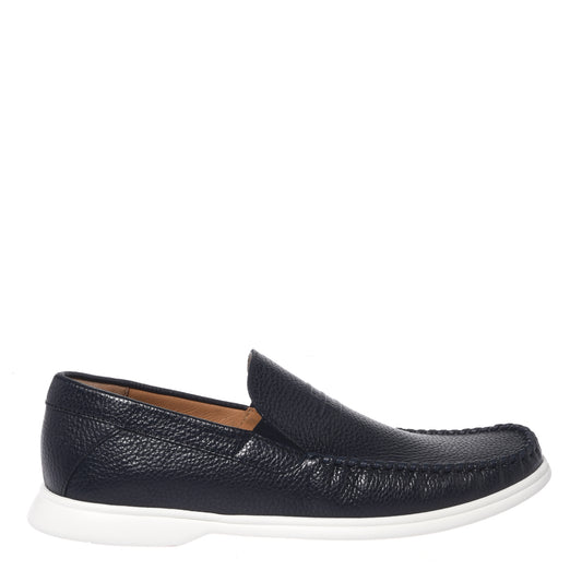 Blue grained leather loafer