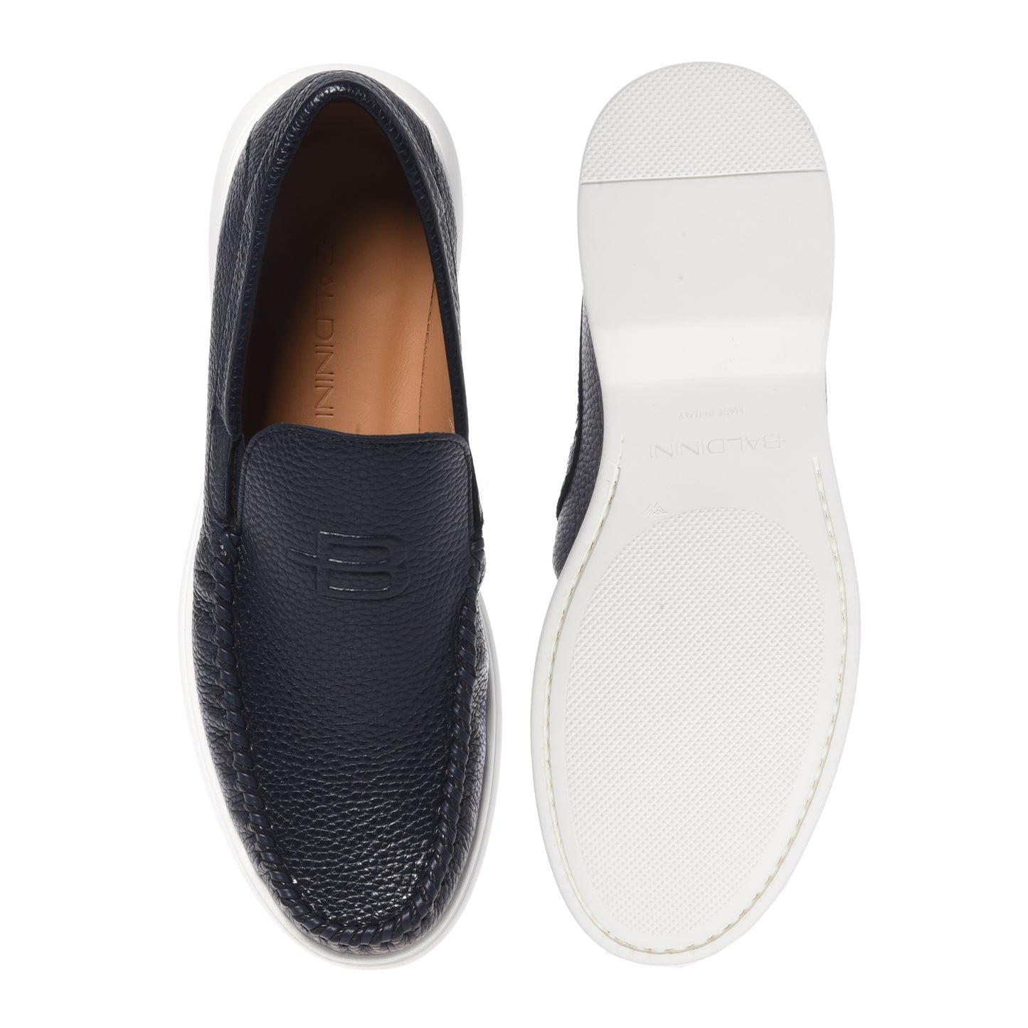Blue grained leather loafer