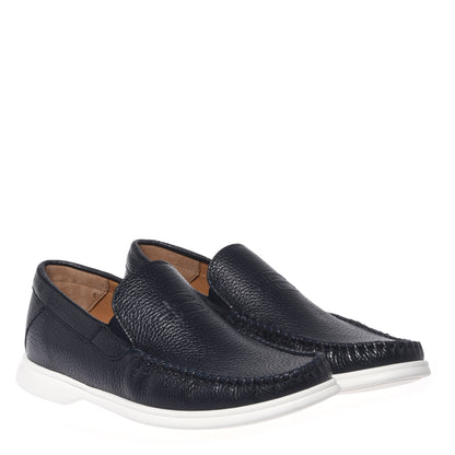 Blue grained leather loafer