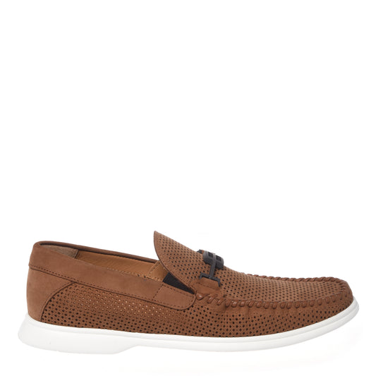 Perforated nubuck loafer in leather color