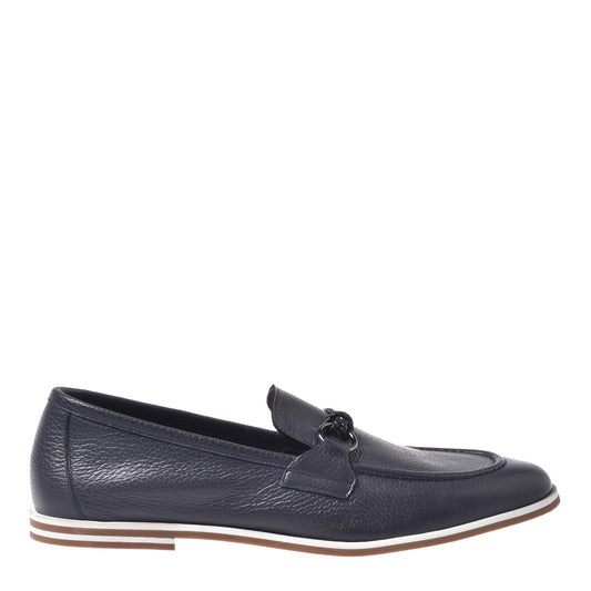 Blue grained leather loafer