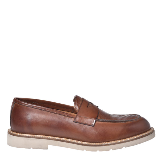 Braided printed leather loafer