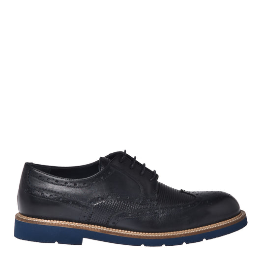 Blue leather Richelieu