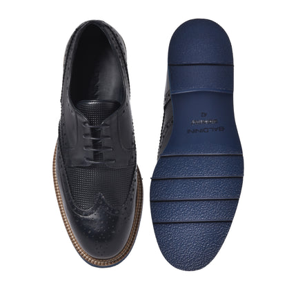 Blue leather Richelieu