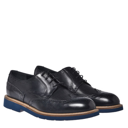 Blue leather Richelieu