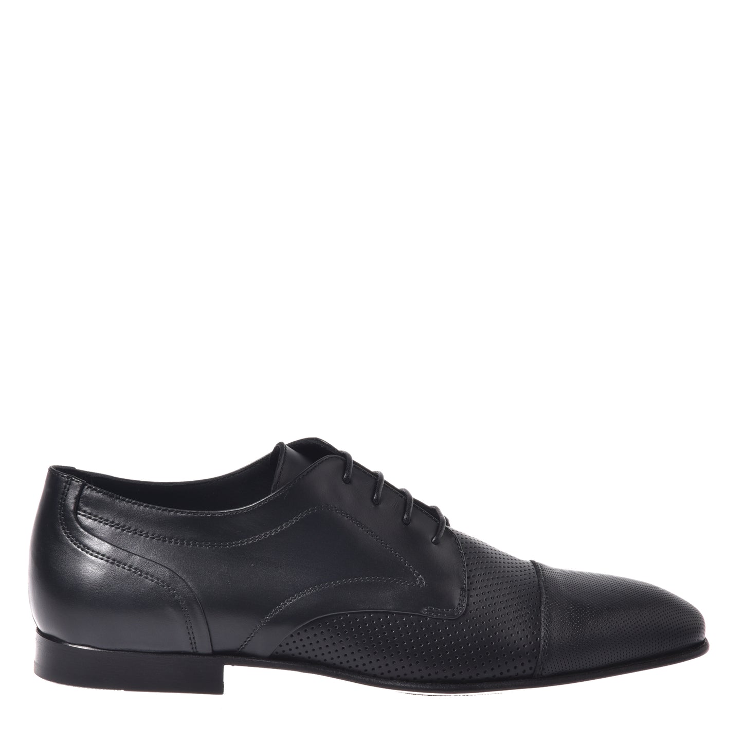 Black perforated leather Richelieu