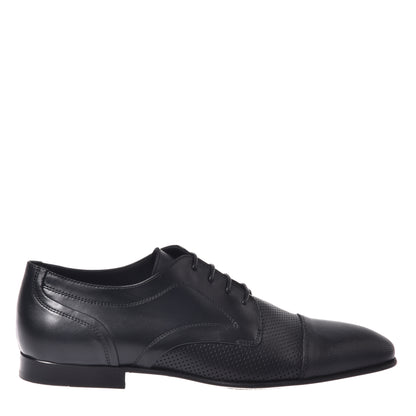 Black perforated leather Richelieu
