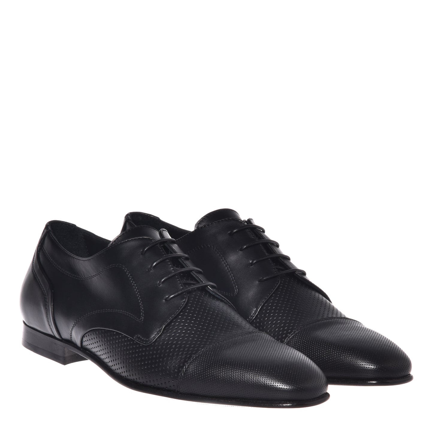 Black perforated leather Richelieu