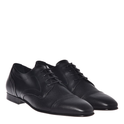 Black perforated leather Richelieu