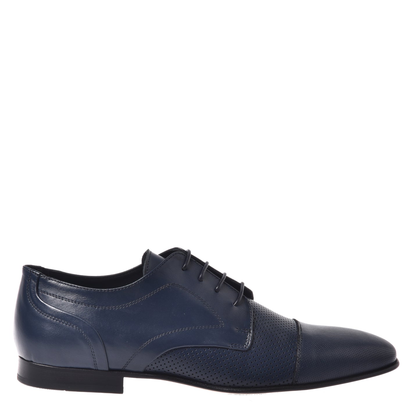 Richelieu in pelle traforata blu