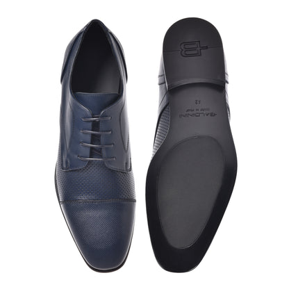 Richelieu in pelle traforata blu