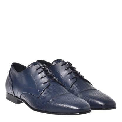 Richelieu in pelle traforata blu