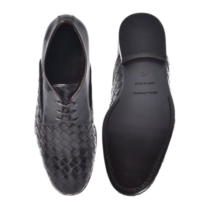 Dark brown woven leather Richelieu
