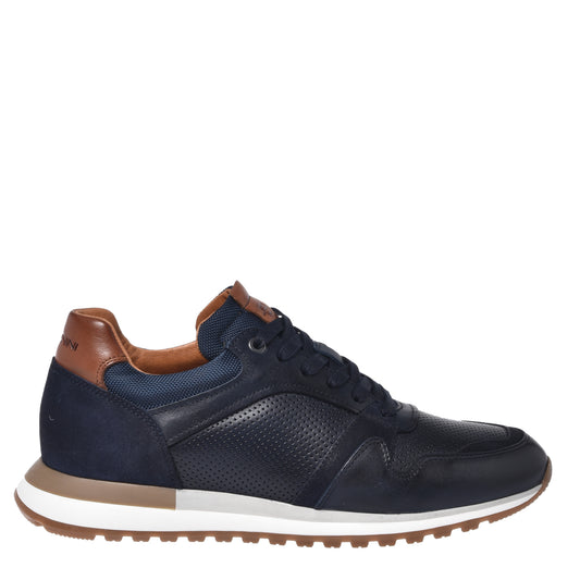 Blue perforated leather sneaker