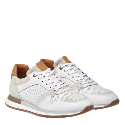 White perforated leather sneaker