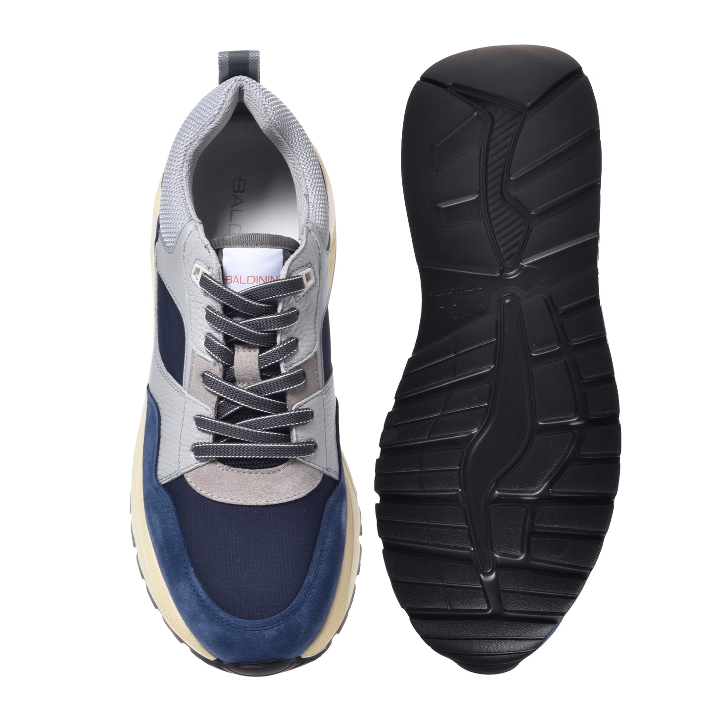 Blue suede and fabric sneaker