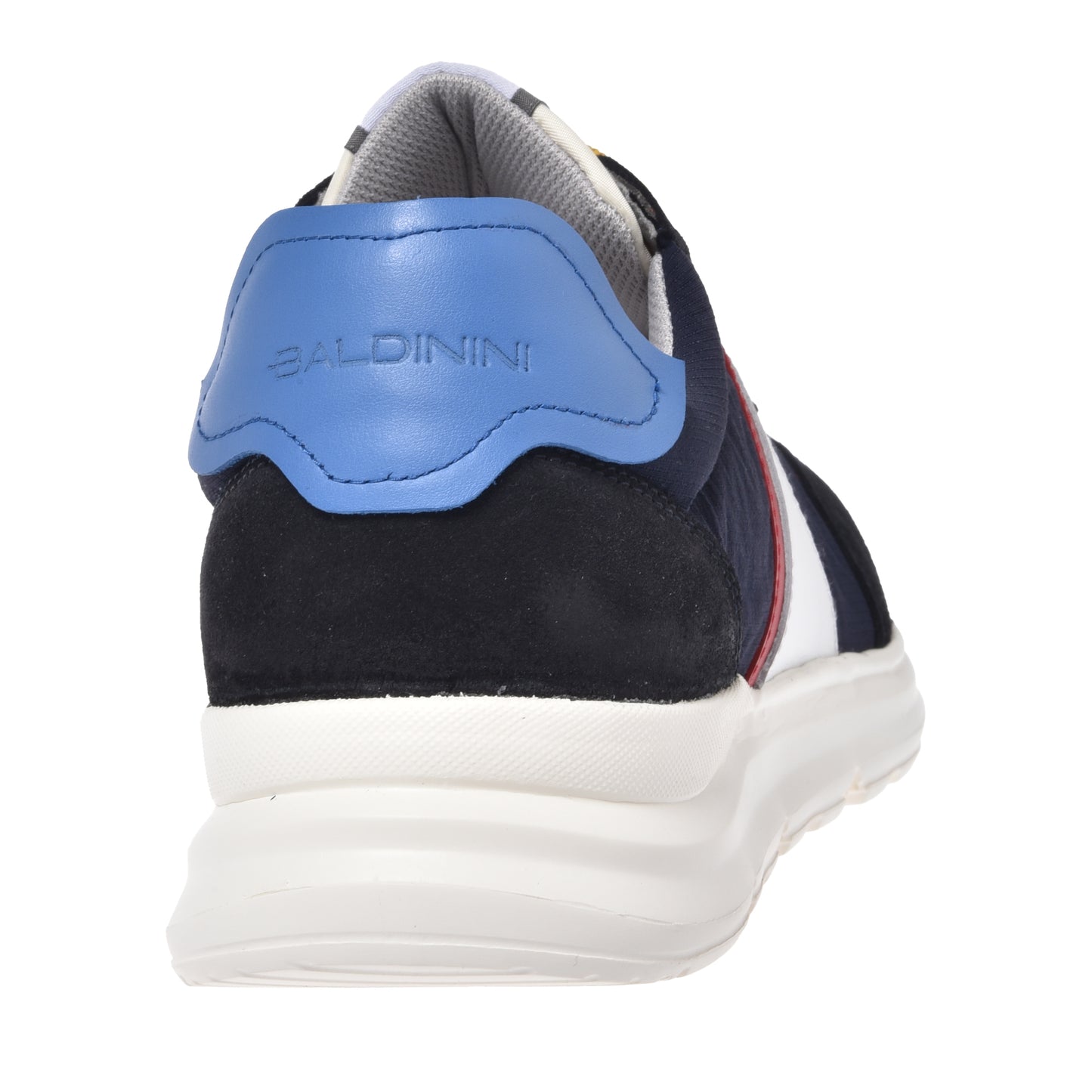 Black suede and blue mesh sneaker