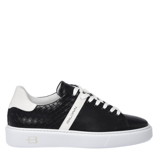Black braided effect leather sneaker