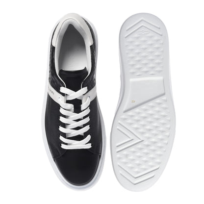 Black braided effect leather sneaker