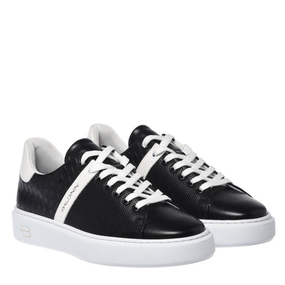 Black braided effect leather sneaker