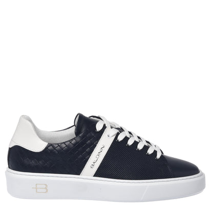 Blue braided effect leather sneaker