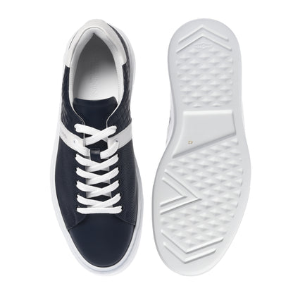 Blue braided effect leather sneaker