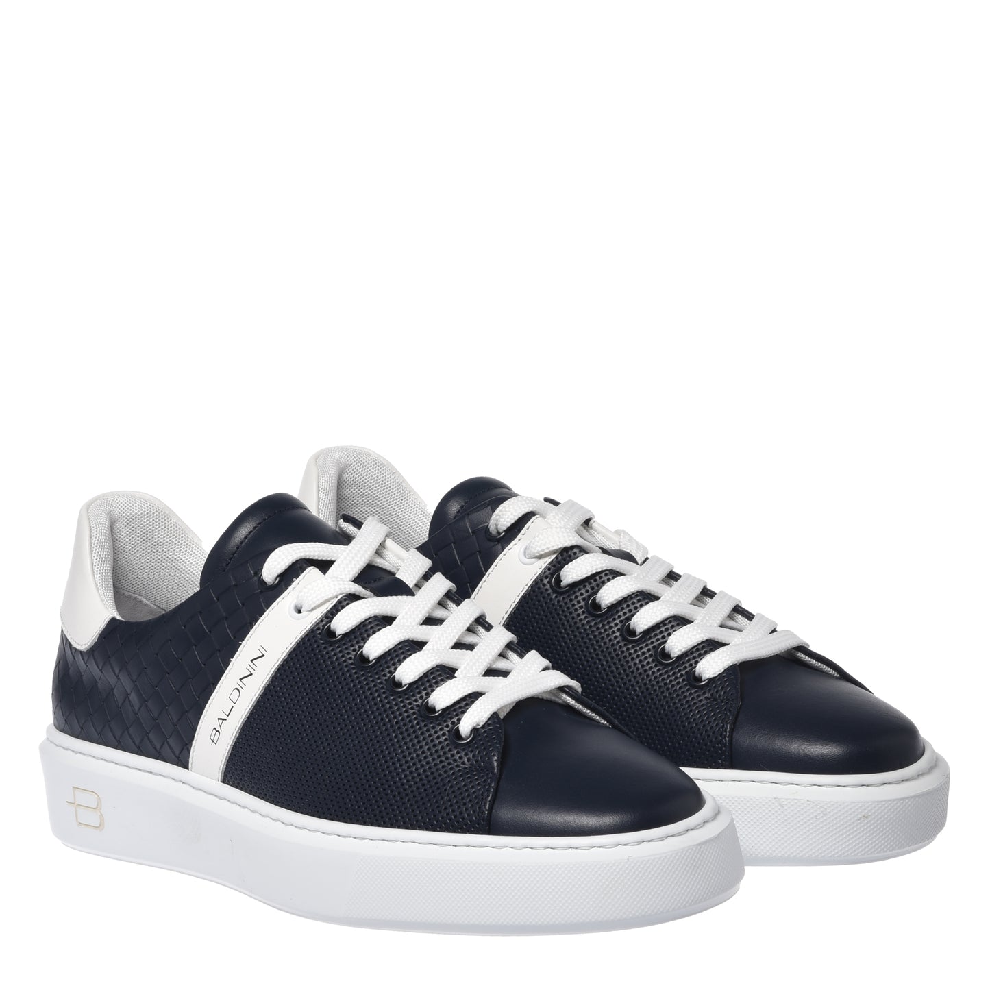 Blue braided effect leather sneaker