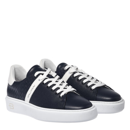 Blue braided effect leather sneaker