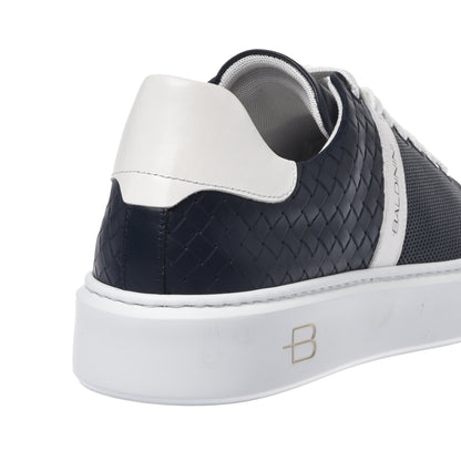 Blue braided effect leather sneaker