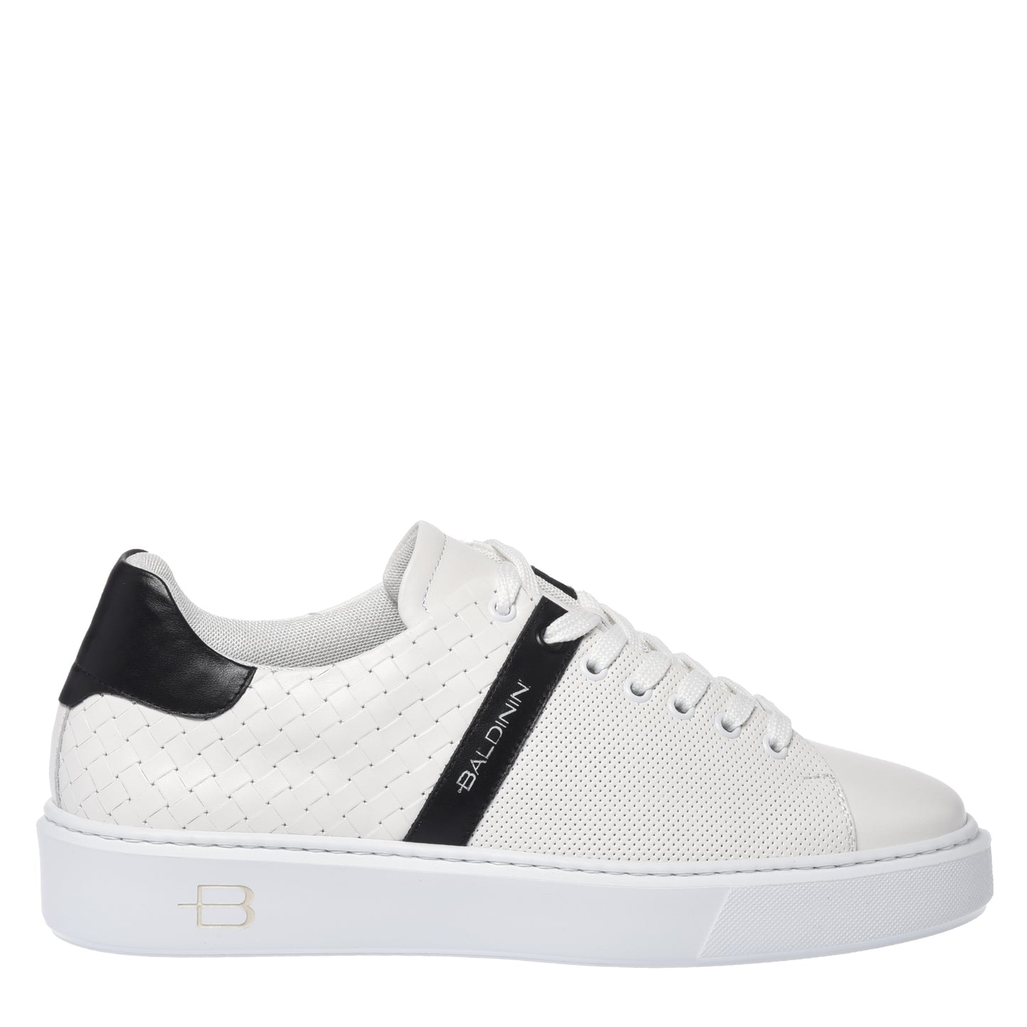 White braided effect leather sneaker