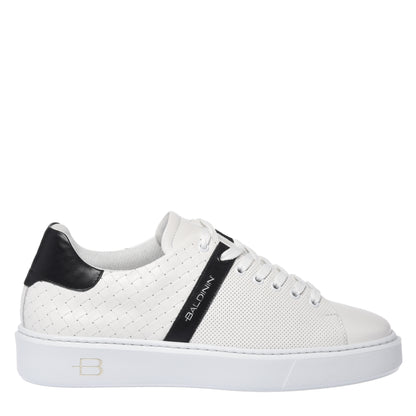 White braided effect leather sneaker