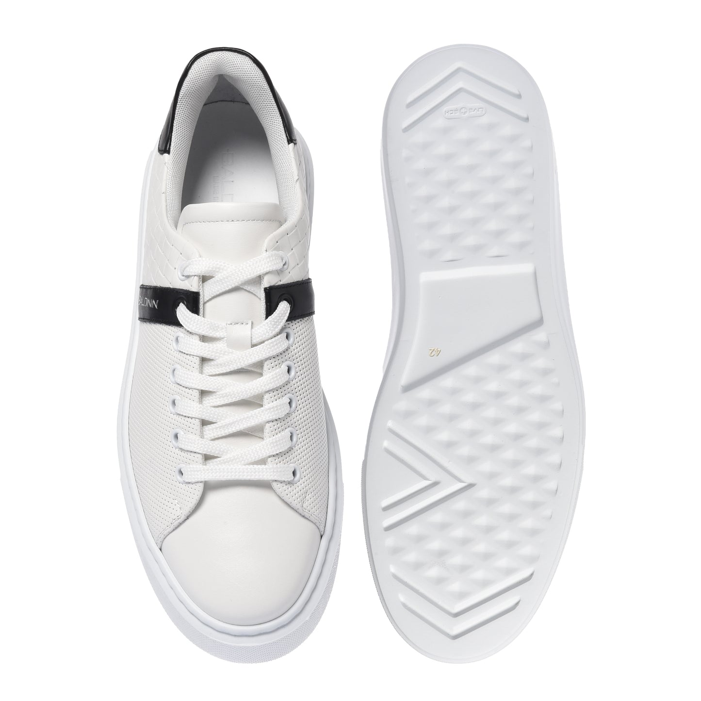 White braided effect leather sneaker
