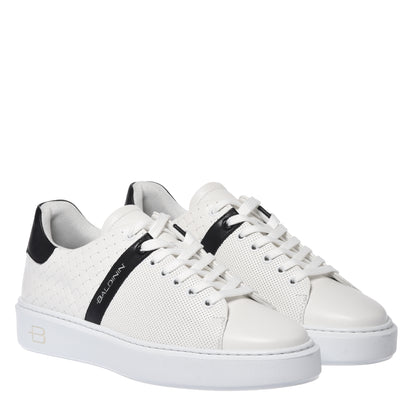 White braided effect leather sneaker