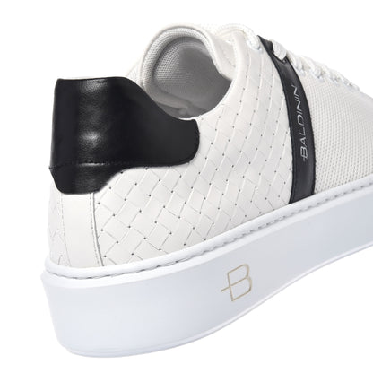 White braided effect leather sneaker