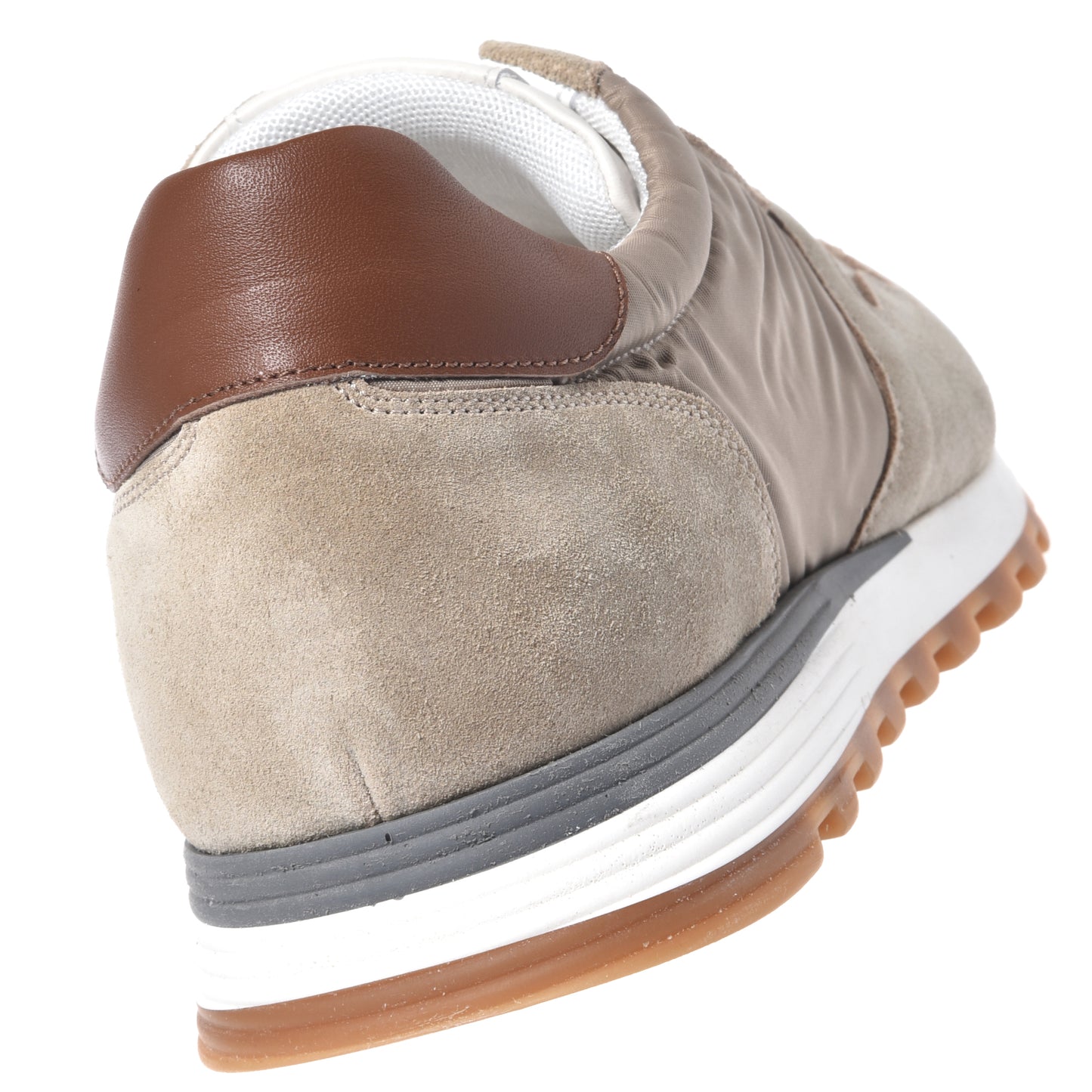 Blue suede and white fabric sneakers