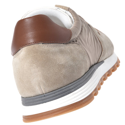 Blue suede and white fabric sneakers